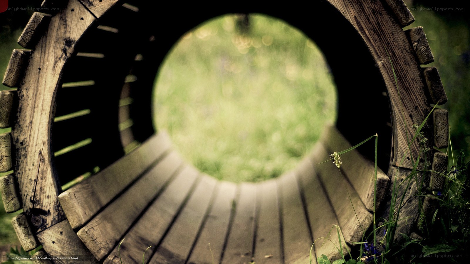 Wooden tunnel view