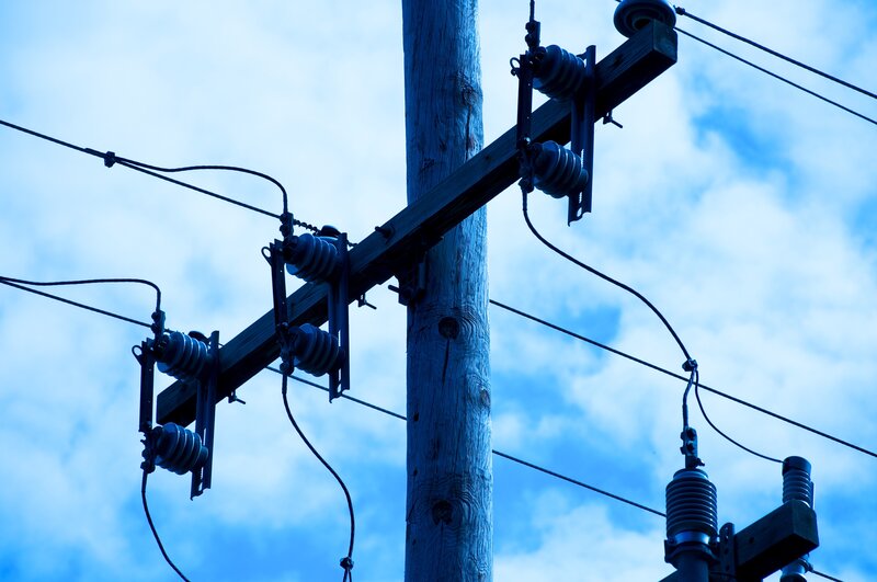 Wooden Utility Pole — Blue