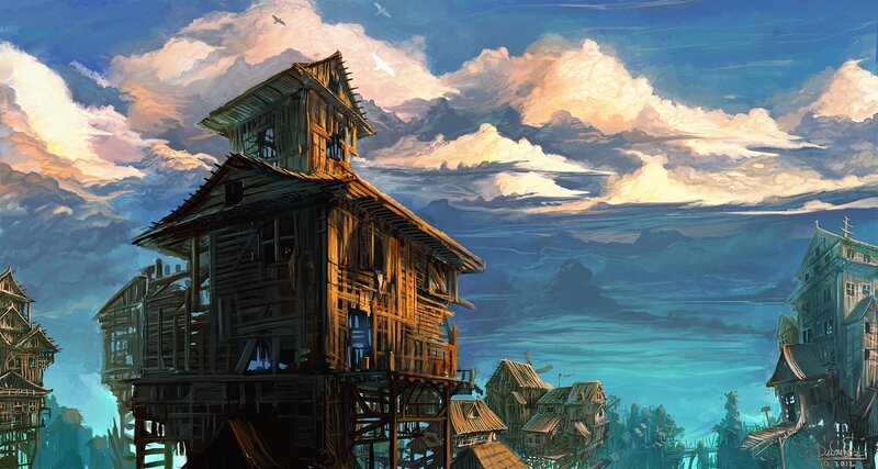 Wooden village on stilts