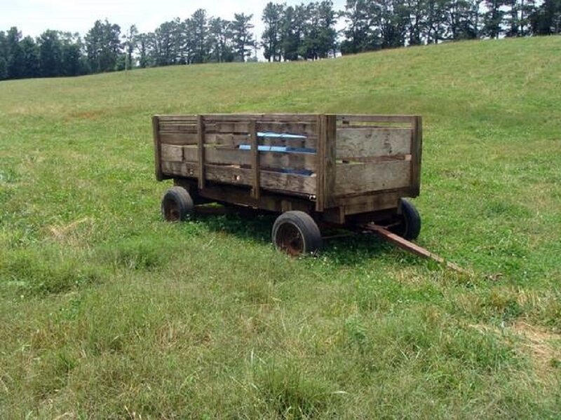 Wooden Wagon in Field