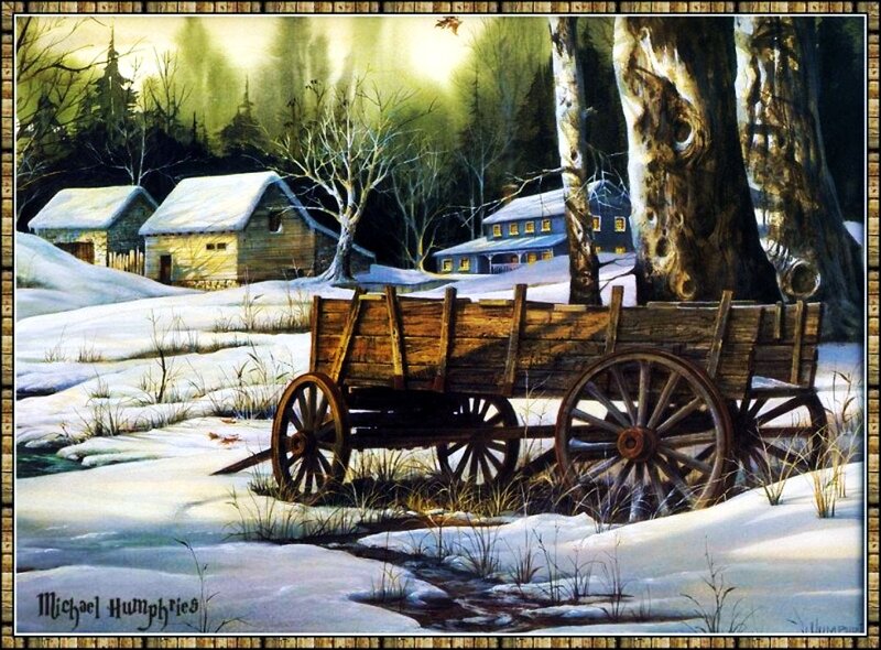 Wooden Wagon in Snow