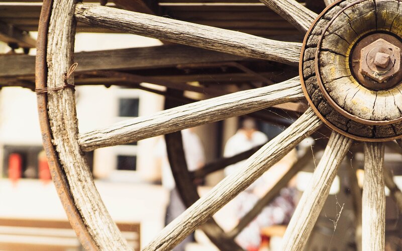 Wooden Wagon Wheel — Brown, Rustic
