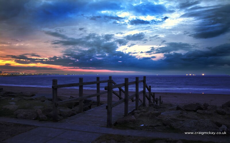 Wooden walkway at dusk