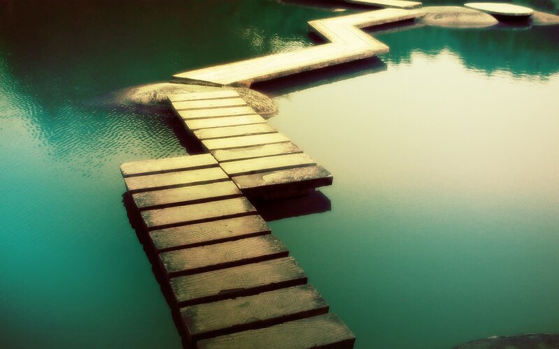 Wooden Walkway in Water — Teal