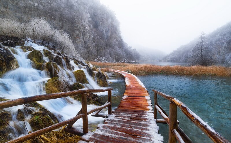 Wooden Walkway in Winter