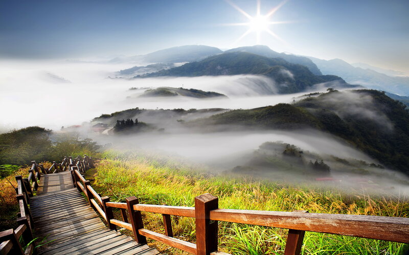 Wooden Walkway on Hill