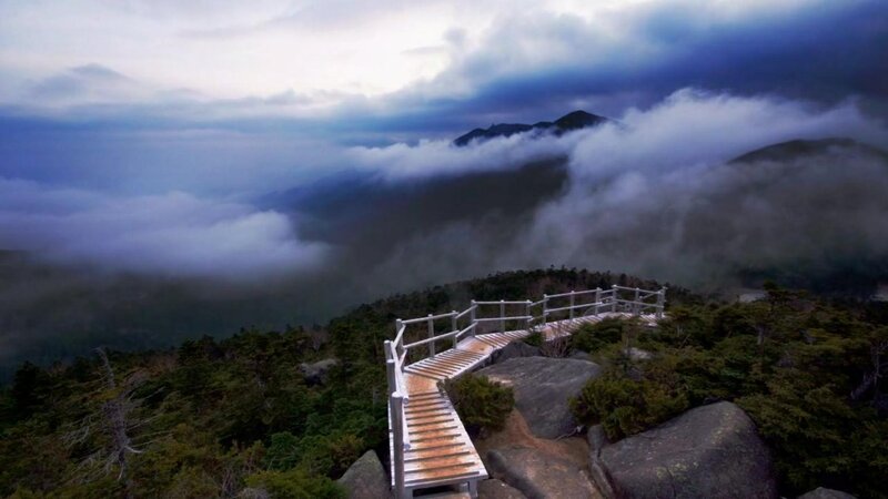 Wooden Walkway on Mountain — Gray