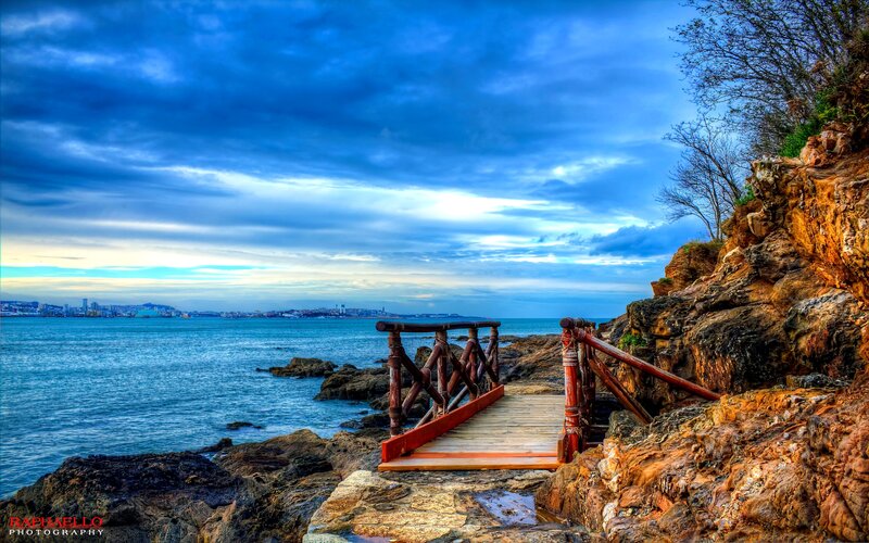 Wooden Walkway on Rocks