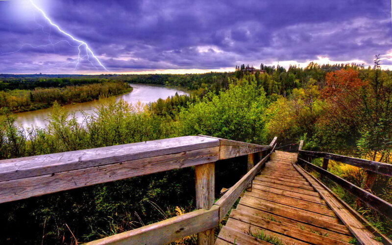 Wooden Walkway over River