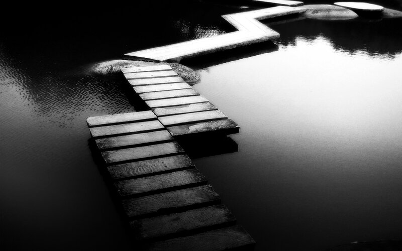 Wooden walkway over water