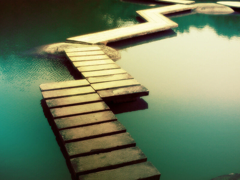 Wooden walkway over water