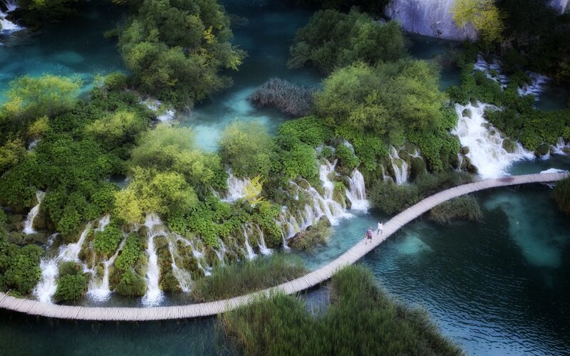 Wooden Walkway over Waterfalls