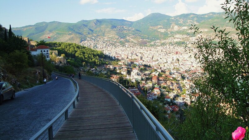 Wooden Walkway Overlooking City