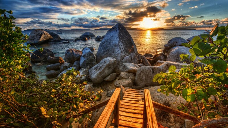 Wooden Walkway to Beach — Green