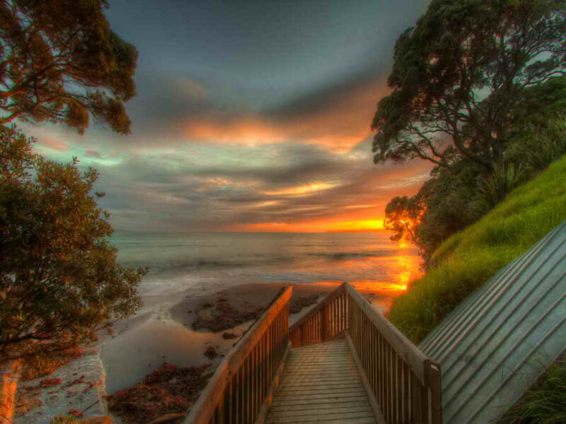 Wooden Walkway to Beach — Orange