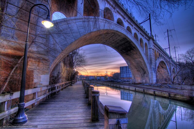 Wooden Walkway under Bridge