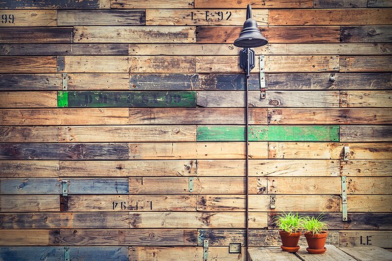 Wooden Wall with Plants