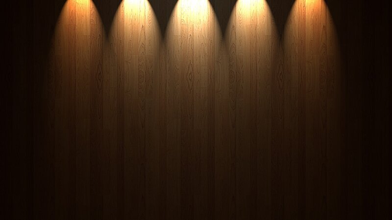 Wooden Wall with Spotlights — Brown, Dramatic, Photograph