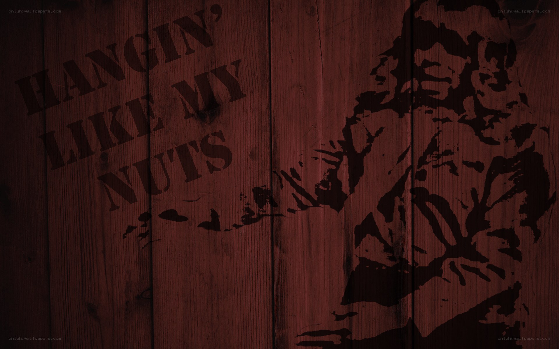 wooden wall with stencil art