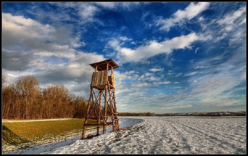Wooden Watchtower in Snow