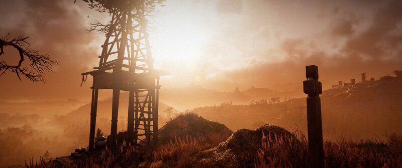 Wooden Watchtower on Hill