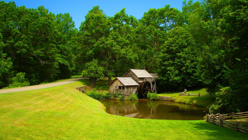 Wooden Water Mill — Green, Serene