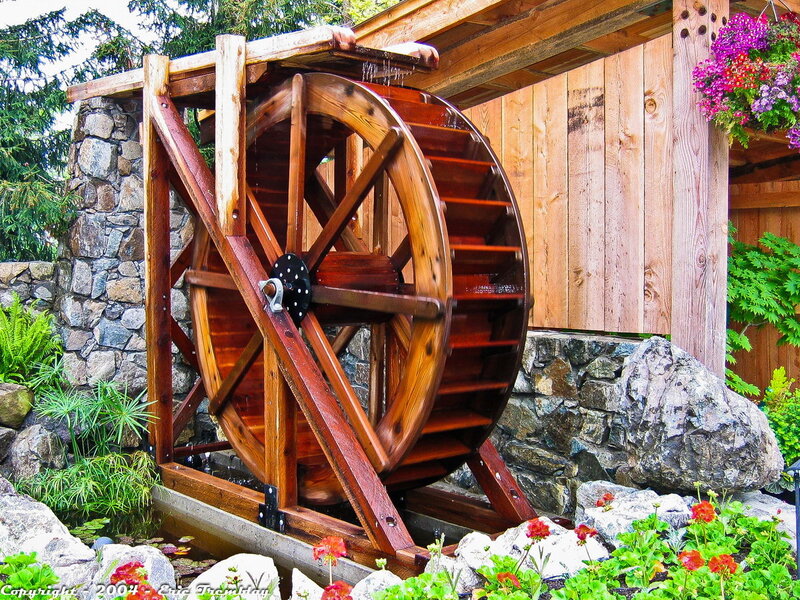 Wooden Water Wheel — Brown, Serene