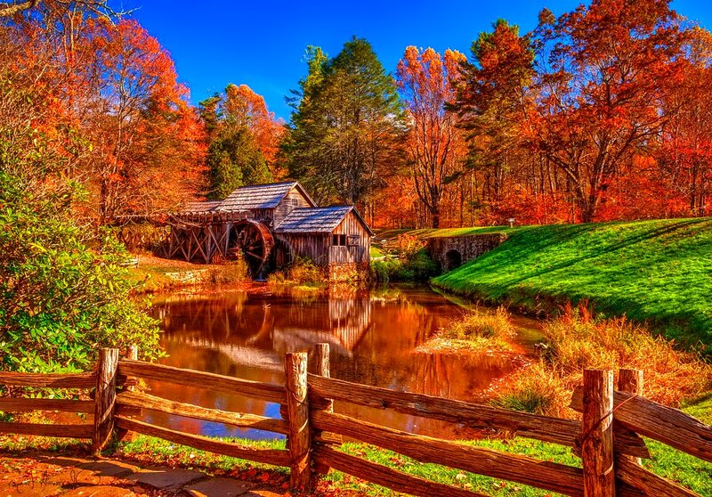 Wooden Watermill — Blue
