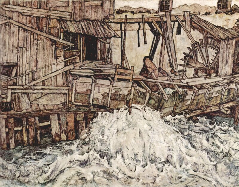 Wooden Watermill — Brown, Dramatic