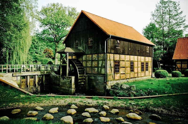 Wooden Watermill — Green, Serene, Afternoon