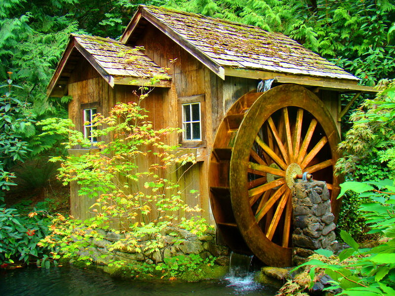 Wooden Watermill — Green, Serene, Summer