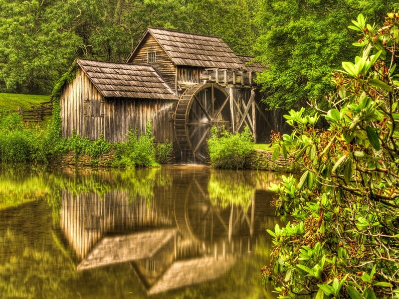 Wooden Watermill — Green