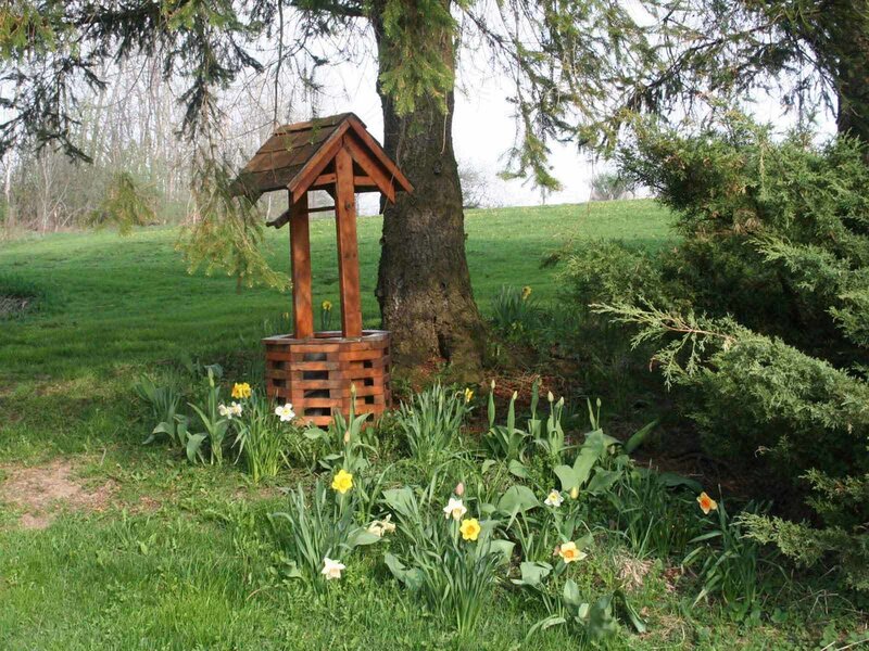Wooden well in a garden