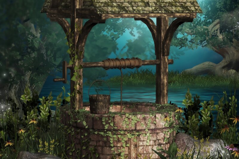 Wooden Well in Forest — Green