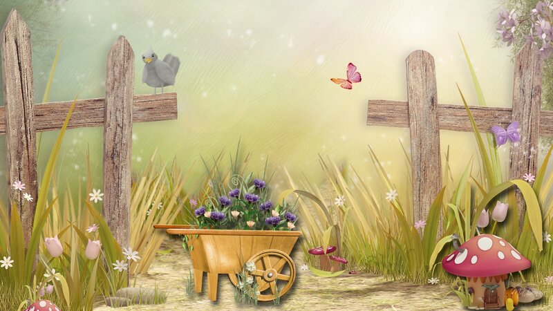 Wooden Wheelbarrow in Garden