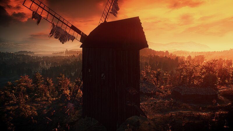 Wooden Windmill at Sunset