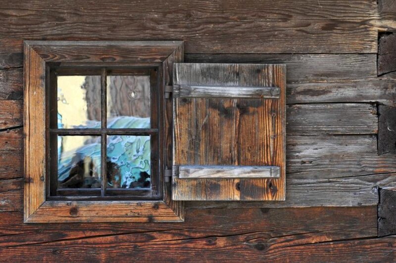 Wooden Window with Shutter