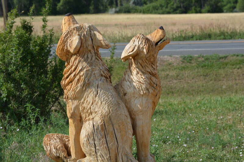Wooden Wolf Sculptures