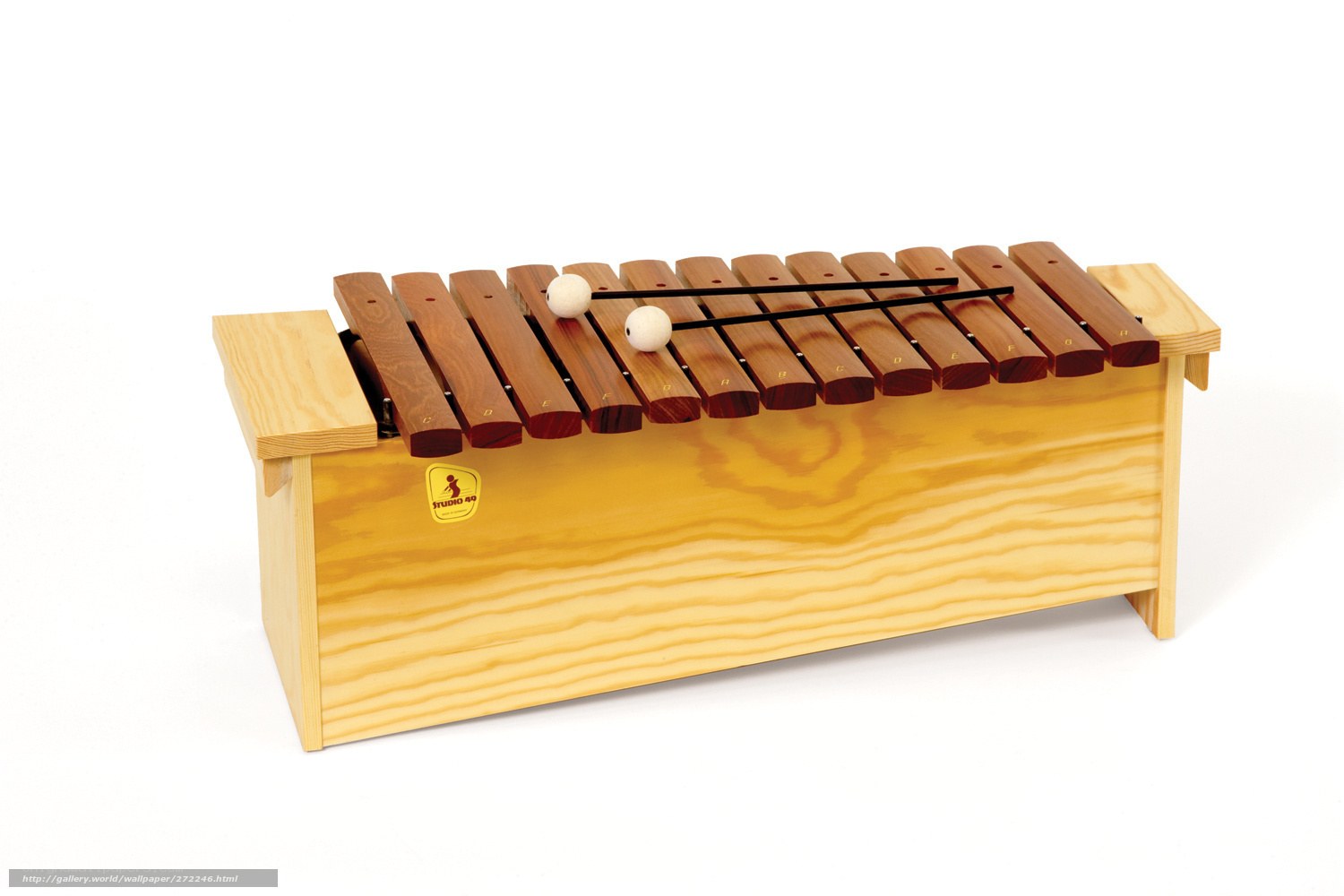 Wooden xylophone with mallets