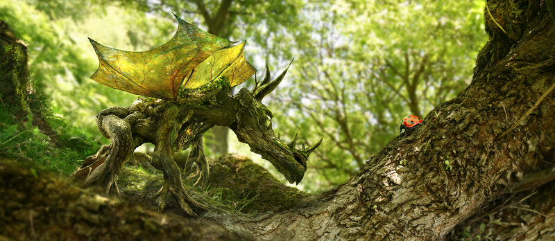 woodland dragon with ladybug