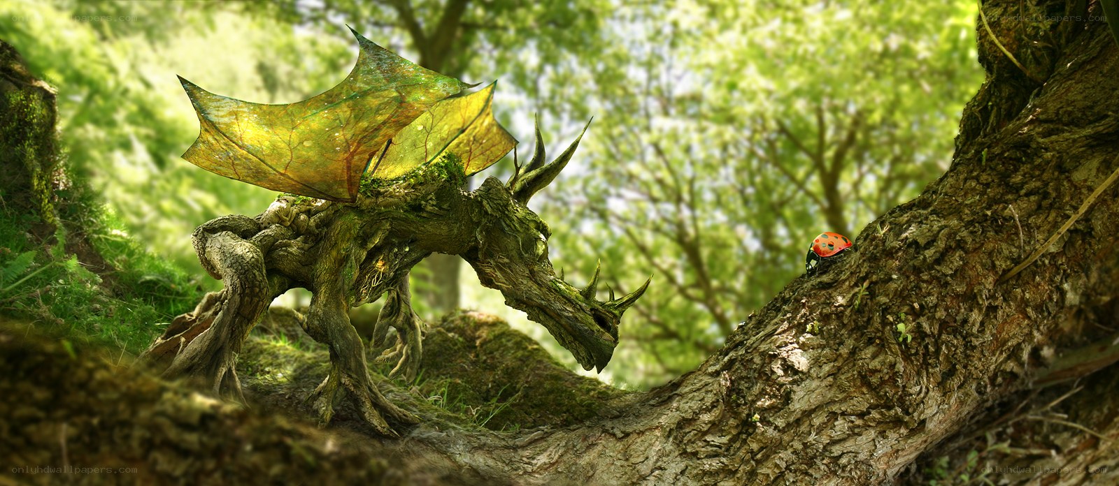woodland dragon with ladybug