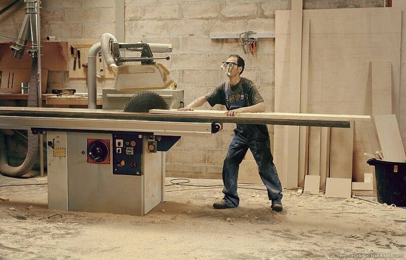 Woodworker Using Table Saw