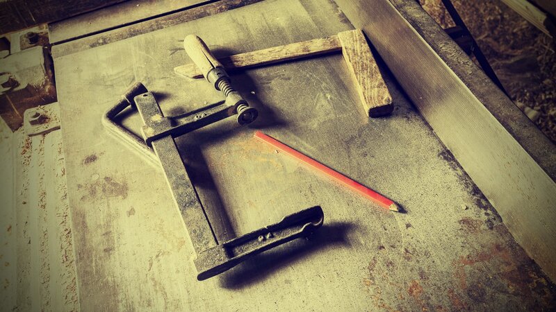 Woodworking Tools on Table — Brown