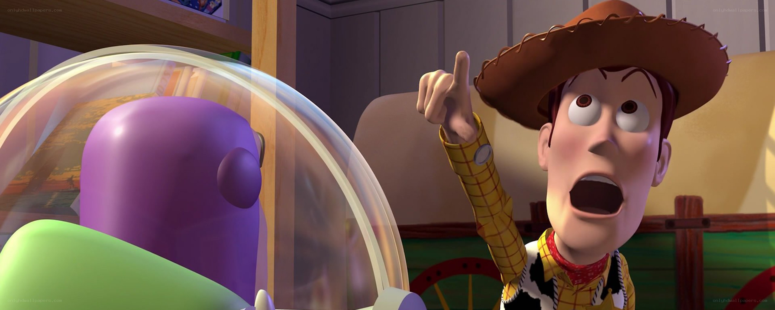 Woody and Buzz in a room