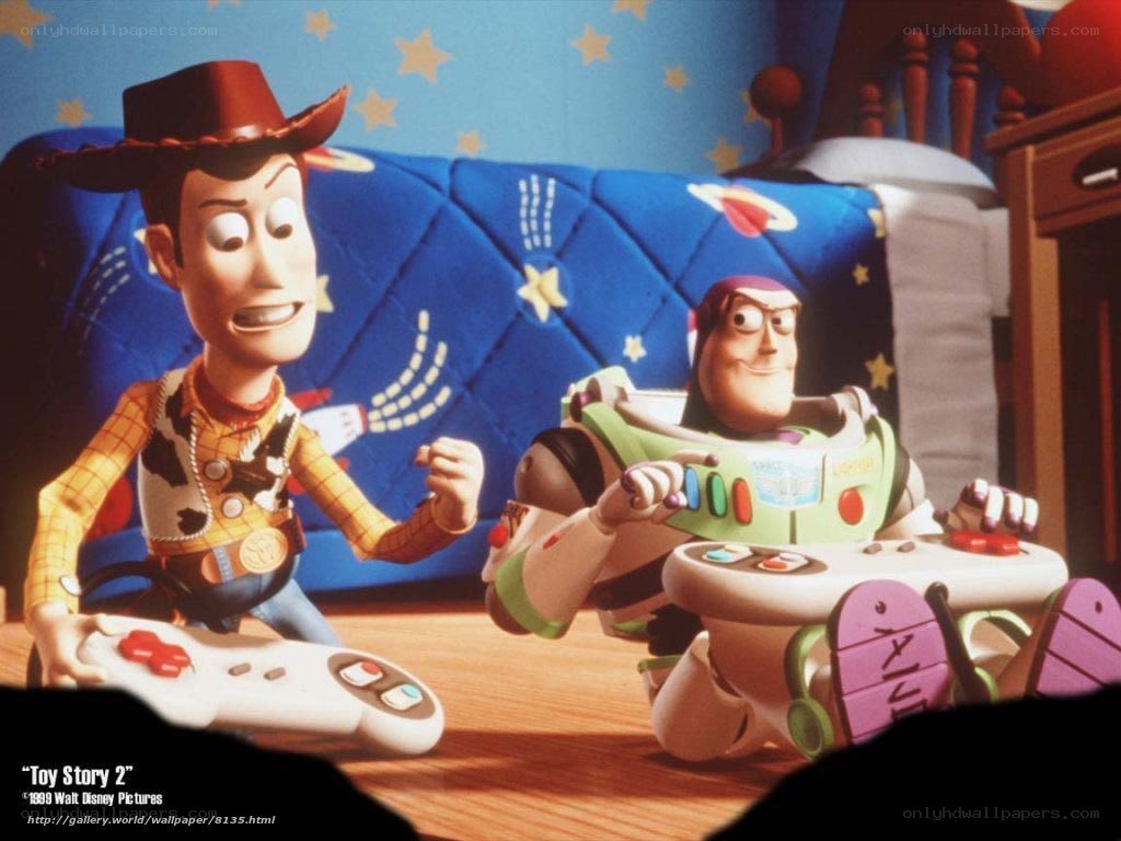 Woody and Buzz playing video games