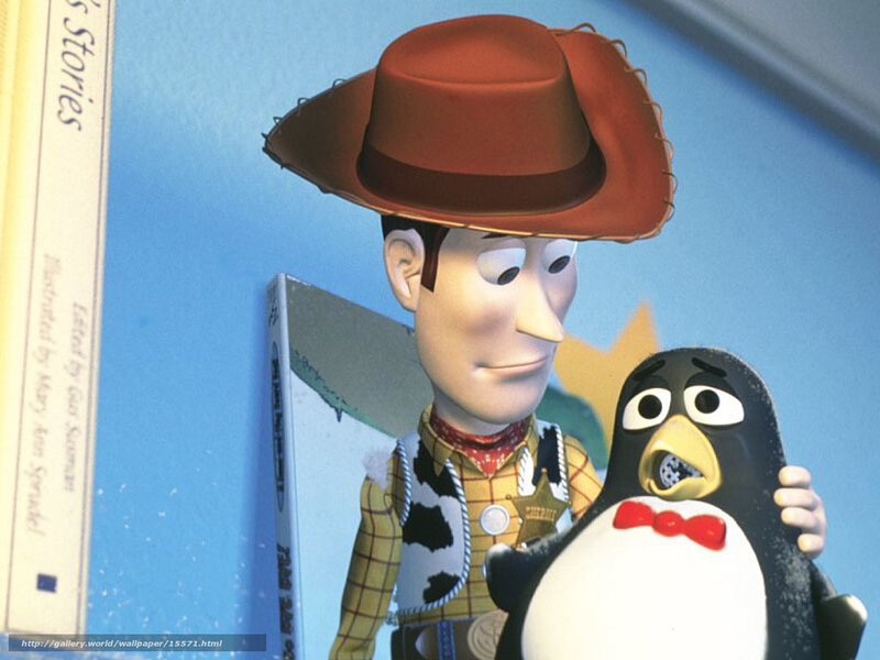 Woody holding a penguin toy
