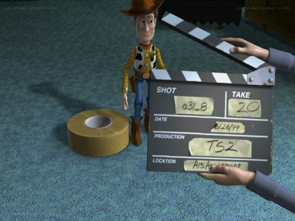 Woody on set with clapperboard