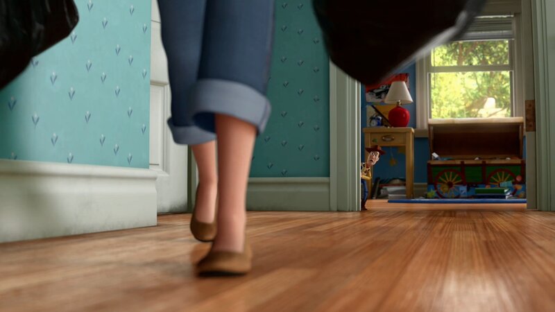 Woody watches from doorway