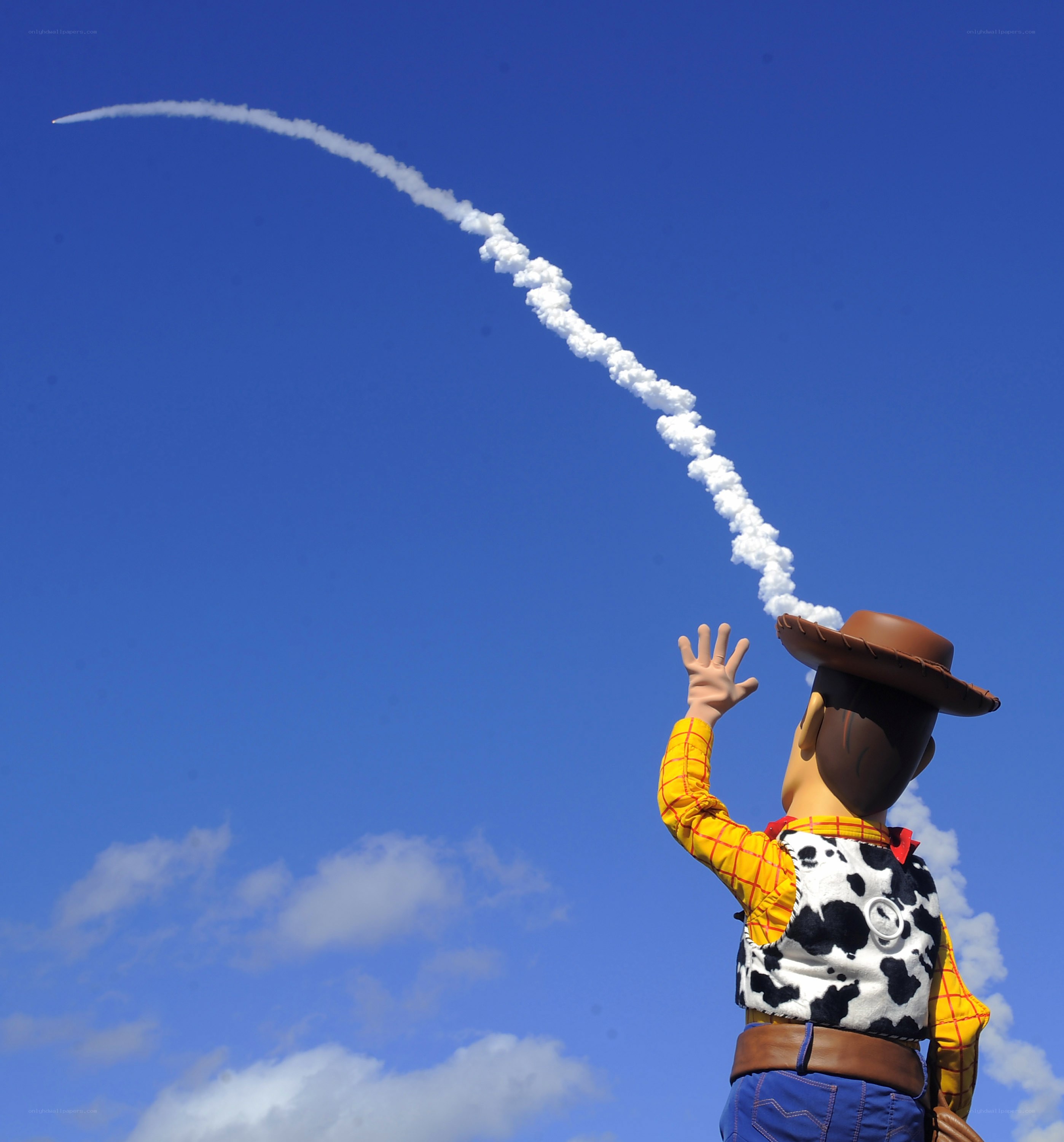 Woody watches rocket launch