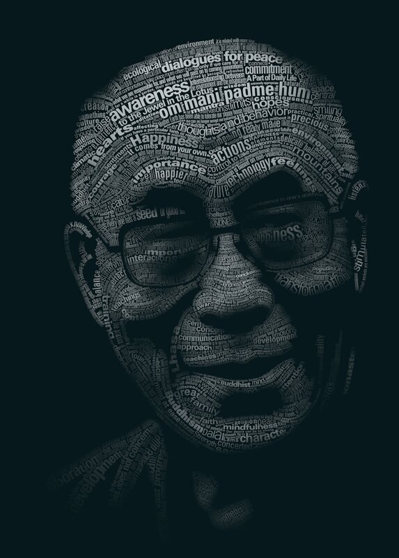 Word art portrait of a man